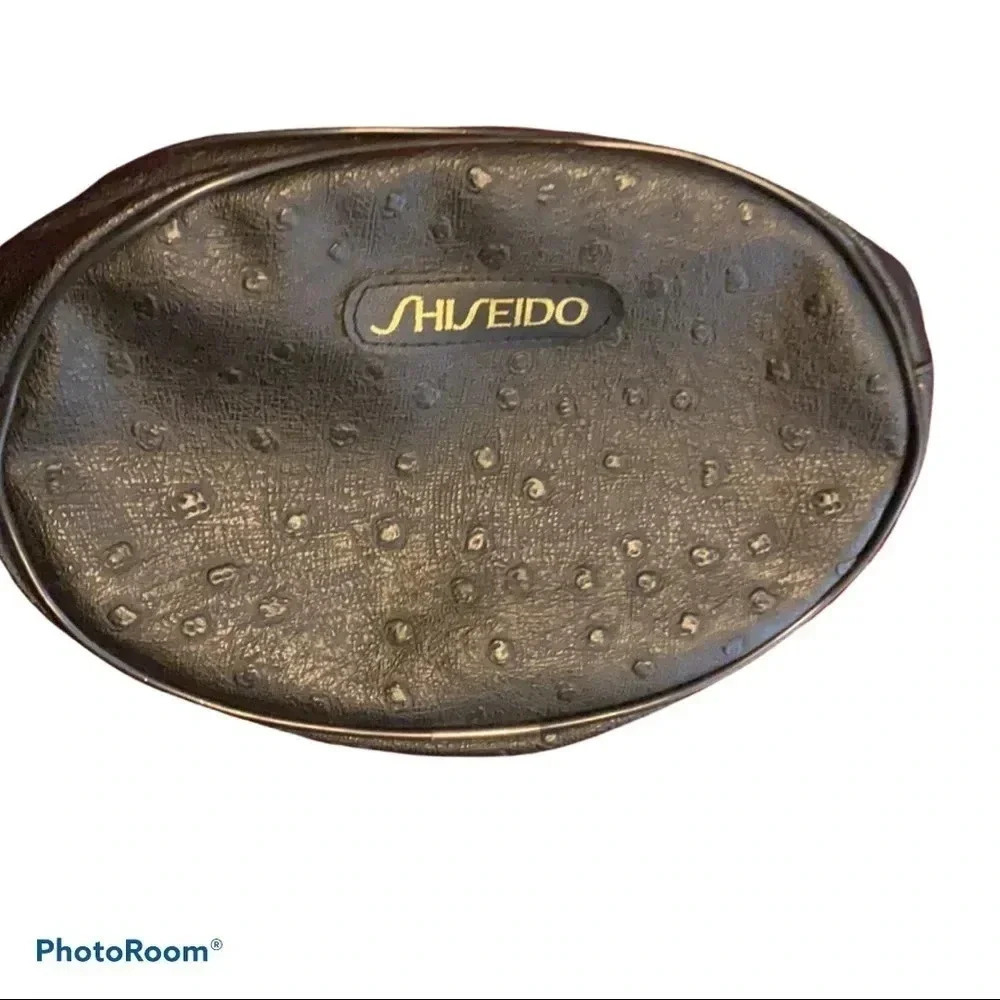 Shiseido black faux leather  makeup bag